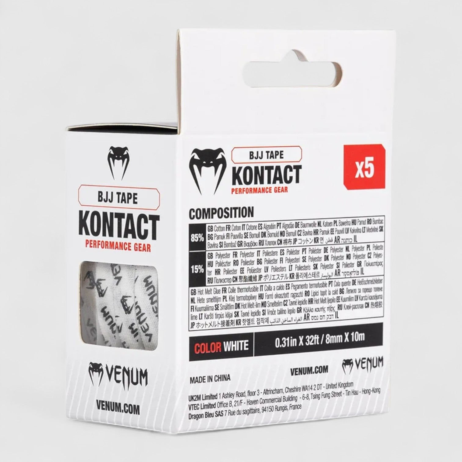 VENUM Kontact BJJ Finger Tape - Svart/Hvit - CombatStore.no
